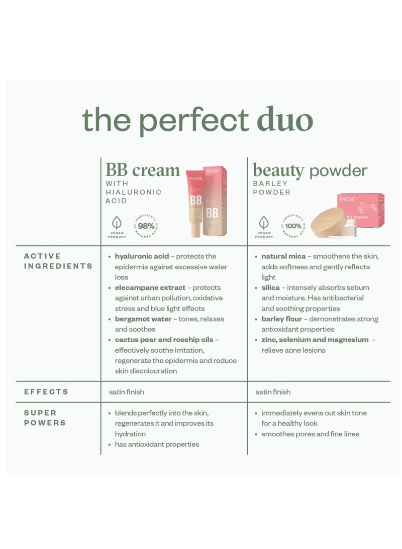 Paese BB Cream with Hyaluronic Acid, 98% Natural, Vegan, Satin Finish SPF Protection, 03W Natural, 30 ml - Image 3